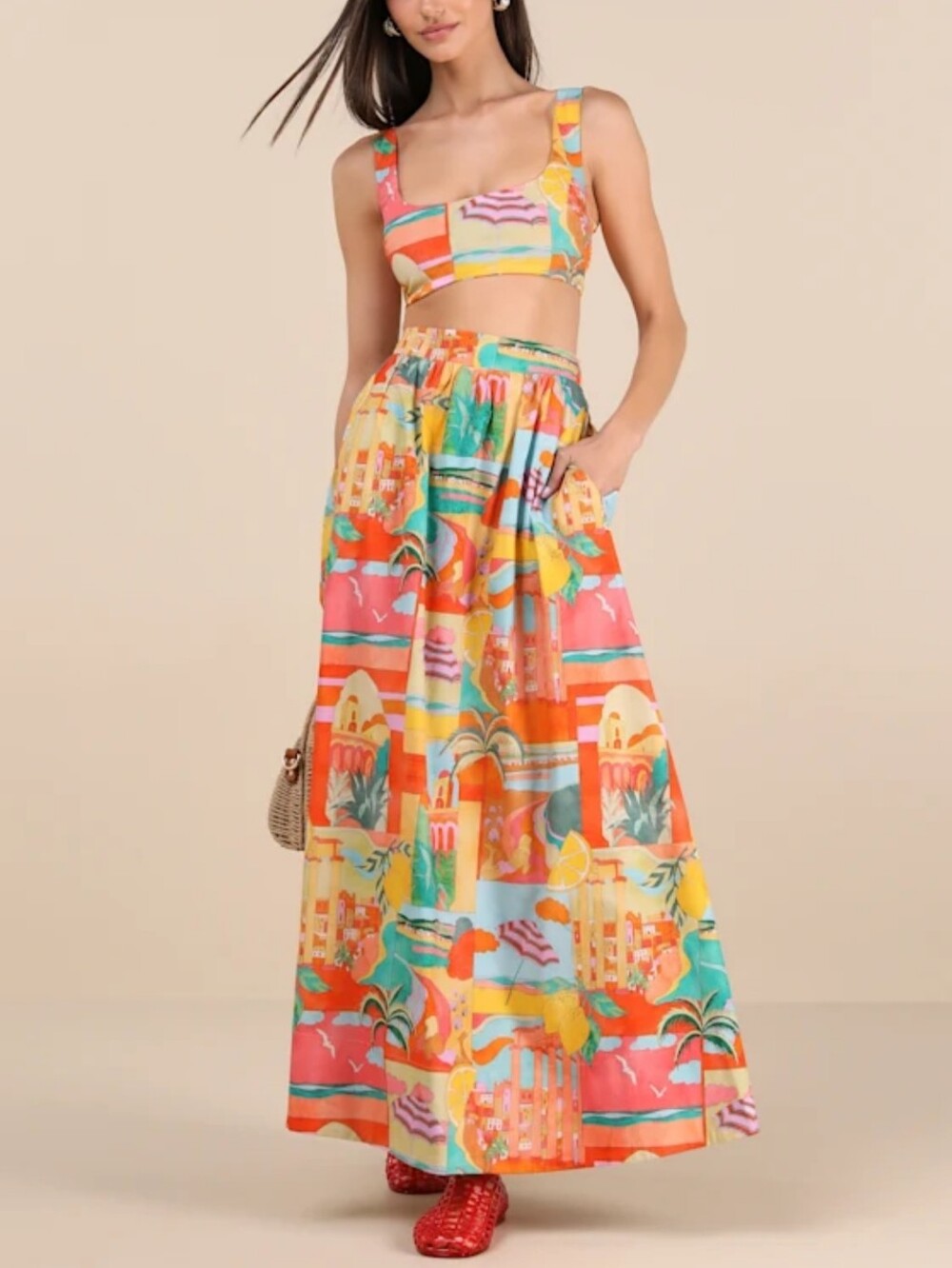 SHOW ME YOUR MUMU 2PC SET Pisa Postcards Italia Top & Skirt Size XXL $346 MSRP - Picture 3 of 8